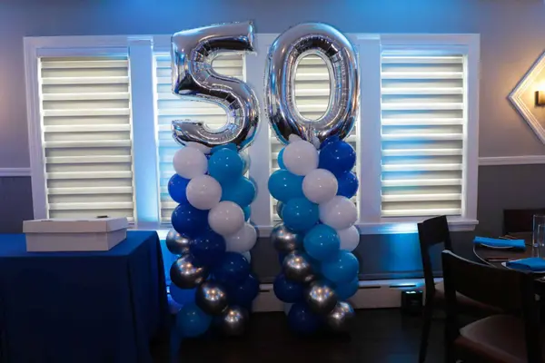 Balloon Columns with Number Topper