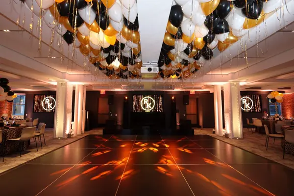 Gold, Black and White Ceiling Balloons