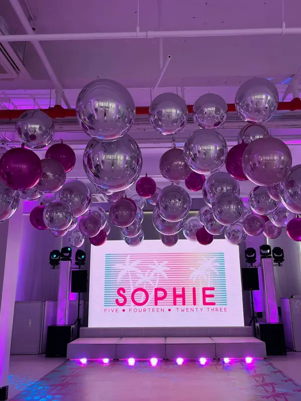 Pink and Silver Metallic Ceiling Treatment
