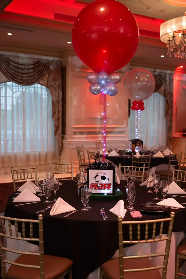 Red and Silver Balloon Centerpiece