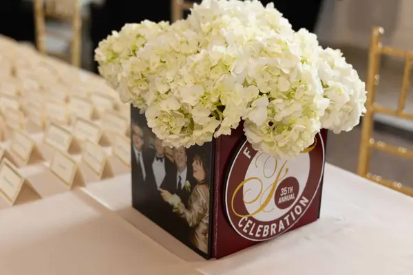 Floral Photo Cube Centerpiece