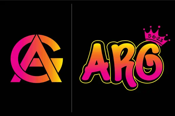 Neon Ombre Initials Logo Design