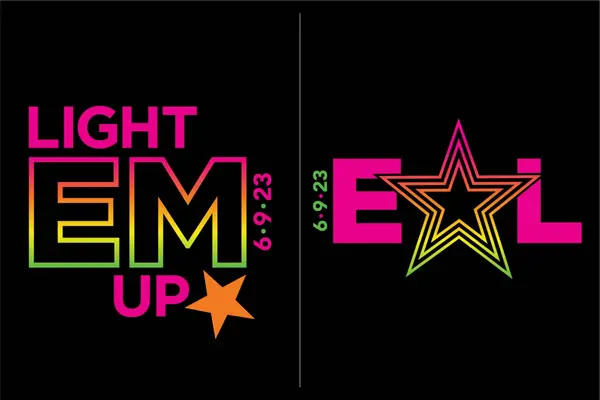 Neon Star Initials Logo Design