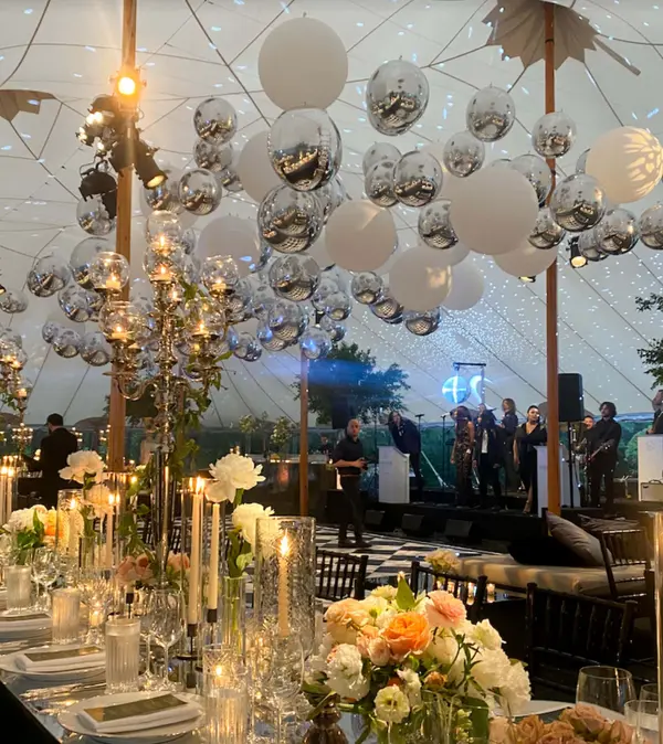 White and Silver Ceiling Balloons