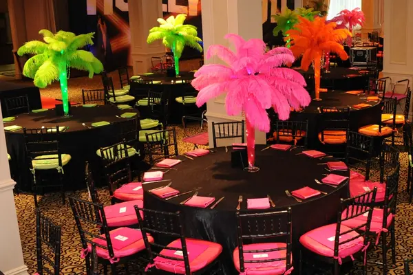 Neon Feather Plume Tree Centerpieces