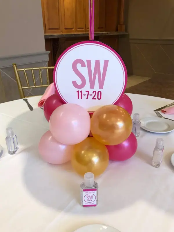 Pink and Gold Balloon Centerpiece Base