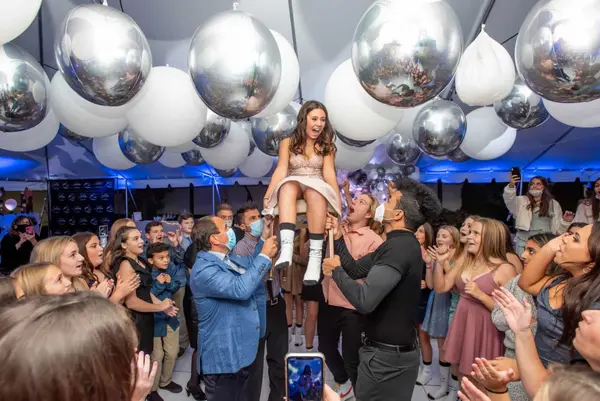 White and Silver Ceiling Balloon