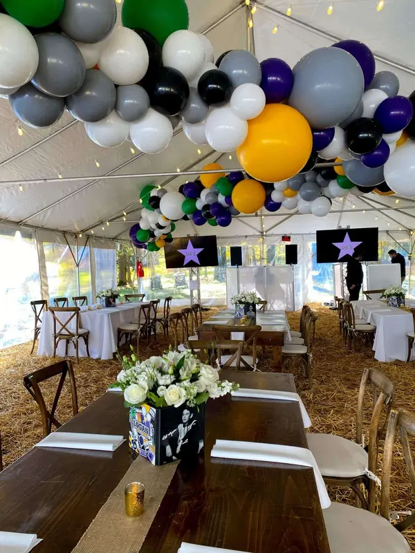 Organic Balloon Garland on Ceiling