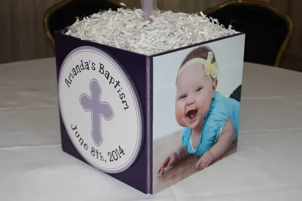 Baptism Photo Cube Centerpiece