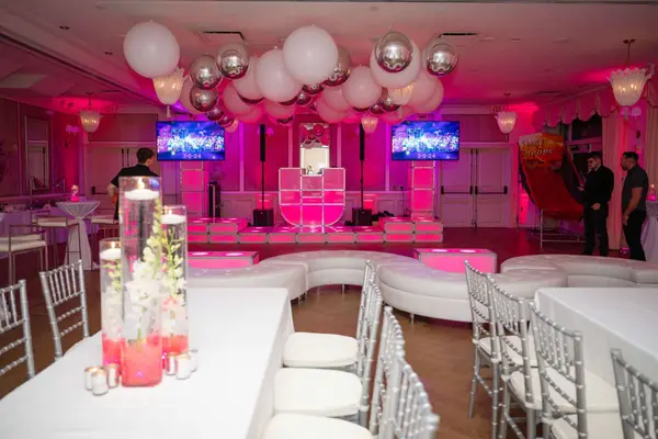 Silver and White Ceiling Balloons