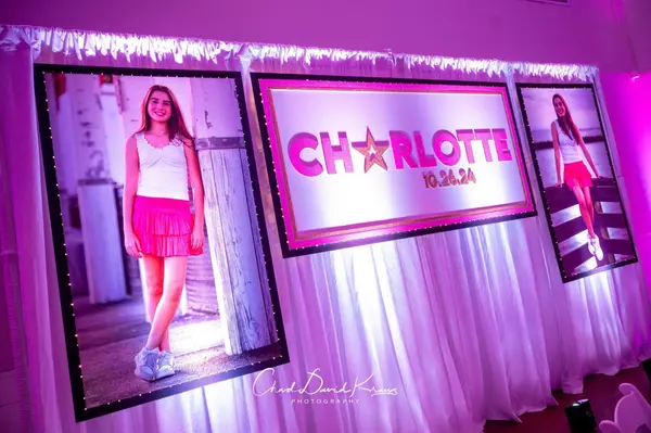 Custom Backdrop with Blow Up Photos