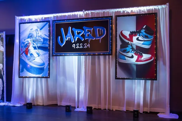 Custom Backdrop with Blow Up Photos