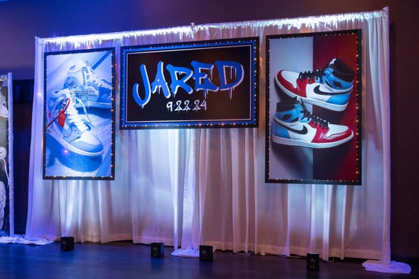 Custom Backdrop with Blow Up Photos