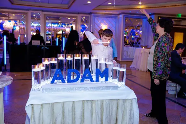 Blue Glitter Candle Lighting Display