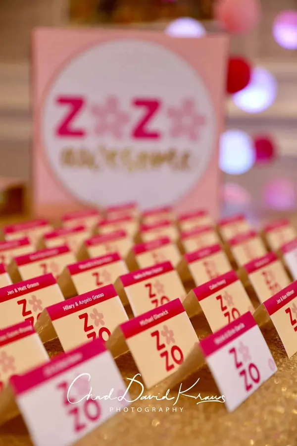 Custom Pink Fold Over Place Cards