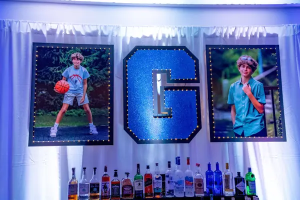 Glitter Initial and Photo Bar Decor