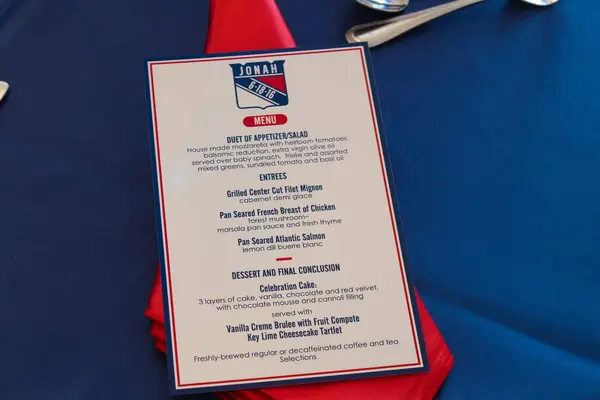Custom Hockey Themed Menus