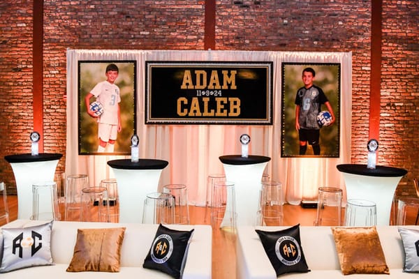 Soccer Themed Backdrop with Blowup Photos