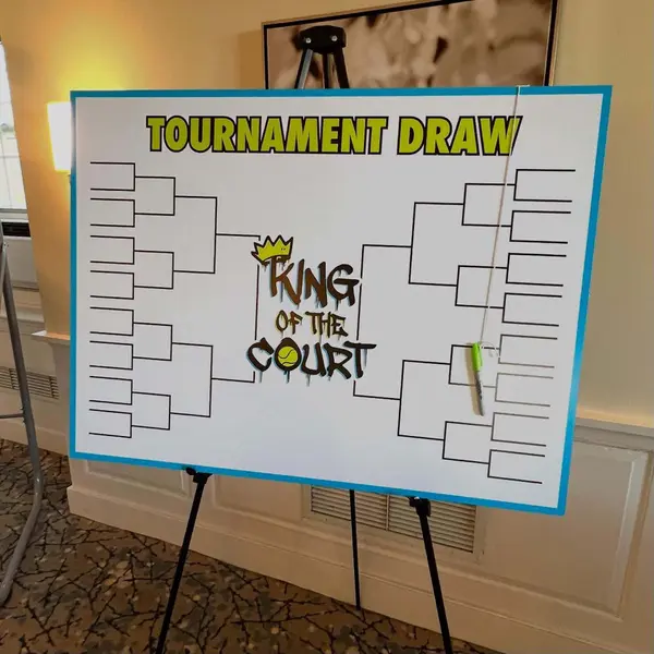 King of the Court tournament draw bracket sign at Ryan's Bar Mitzvah
