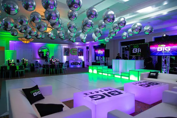 Big 101423 LED lounge tables and sofas at Ben's Bar Mitzvah