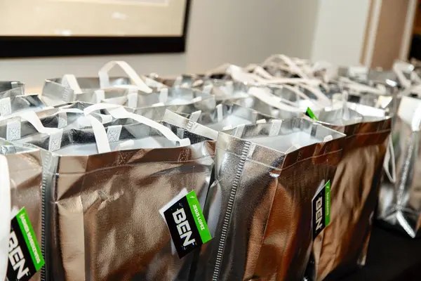 Silver swag bags with Ben logo tags at Ben's Bar Mitzvah