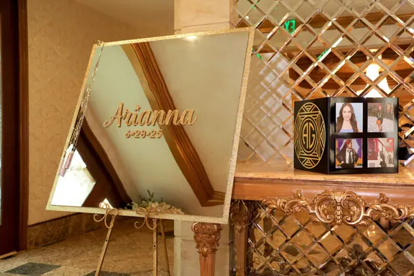 Gold Glitter Mirror Sign In Board