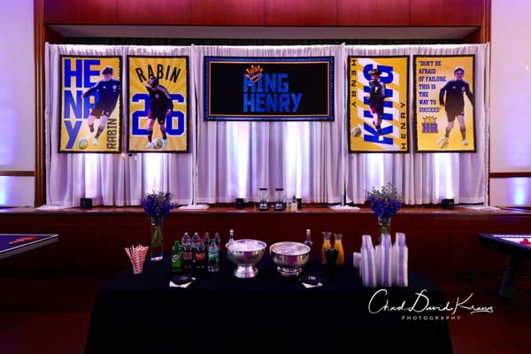 Soccer Themed Backdrop with Custom Sports Posters