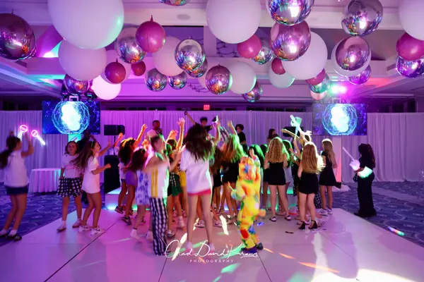 Pink & Silver Ceiling Balloon Install