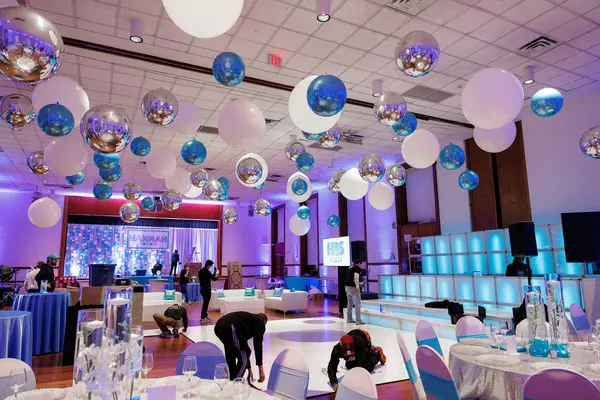 Light Blue & Silver Metallic Ceiling Install