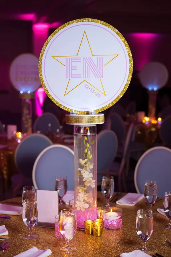 Gold and Pink Orchids Centerpiece