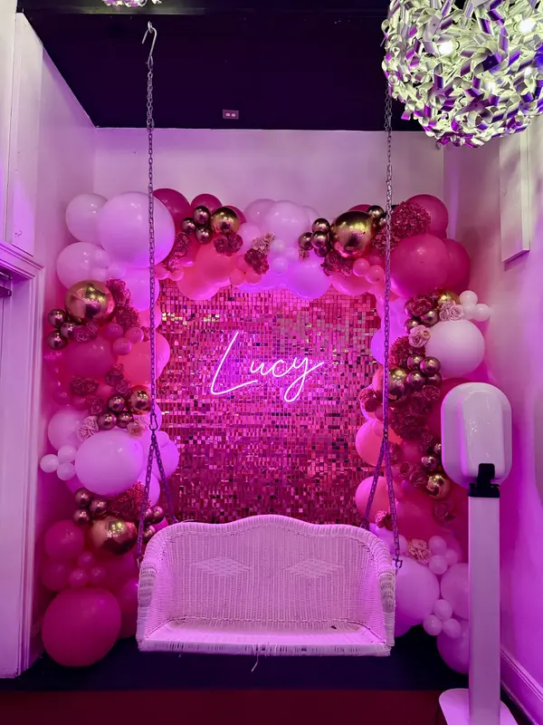 Balloon Garland Over Shimmer Wall
