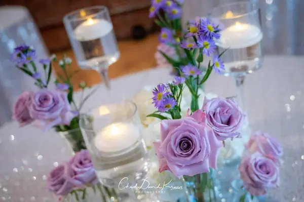 Hydrangea Mirror Cube Centerpiece with Bud Vases & Floating Candles