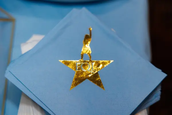 Emily's Bat Mitzvah custom cocktail napkins with gold foil Hamilton star
