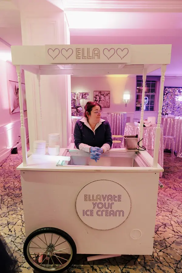 Ella's Bat Mitzvah Ellavate Your Ice Cream cart with heart logo header