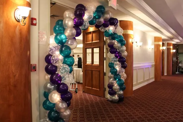 Purple & Teal Balloon Arch with Lights