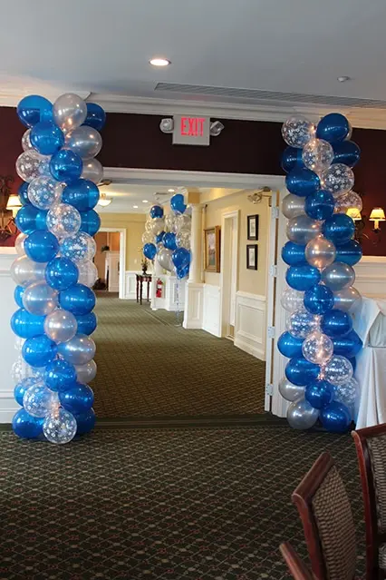 Blue & Silver Balloon Columns