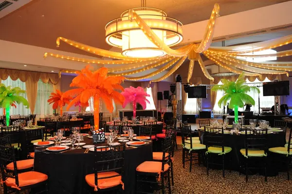 Gold Organza Swag on Ceiling