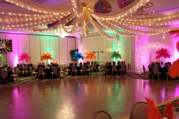 Gold Organza Draped on Ceiling