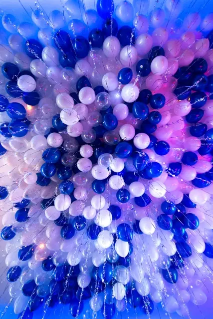 Blue and White Ceiling Balloons