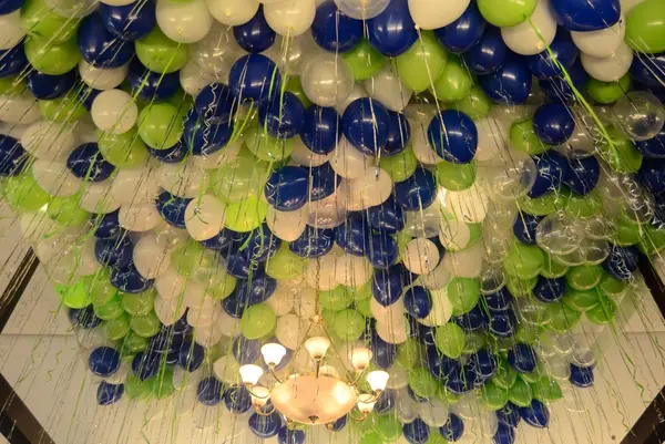 Blue and Lime Ceiling Balloons