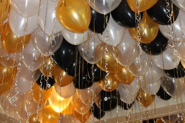 Black and Gold Ceiling Balloons