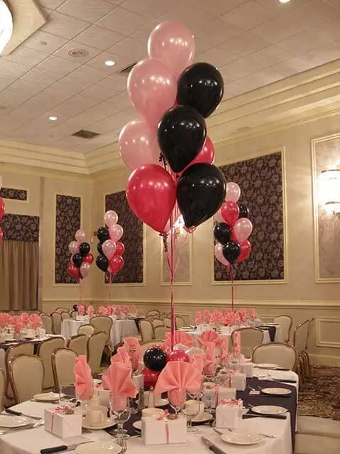 Pink and Black Balloon Centerpiece