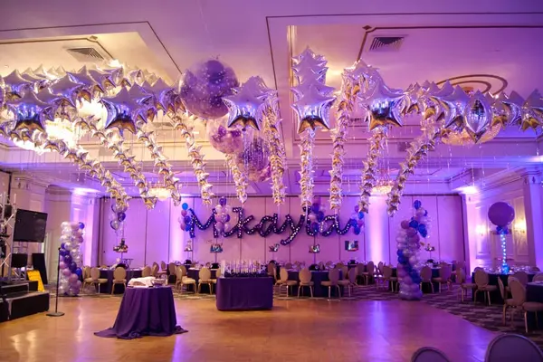 Silver Mylar Balloon Canopy