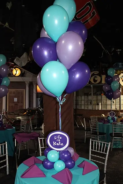 Purple and Turquoise Balloon Centerpiece