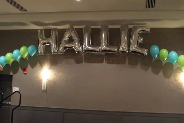 Silver Name in Balloon Arch