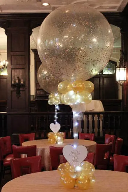 Gold Sparkle Balloon Centerpiece