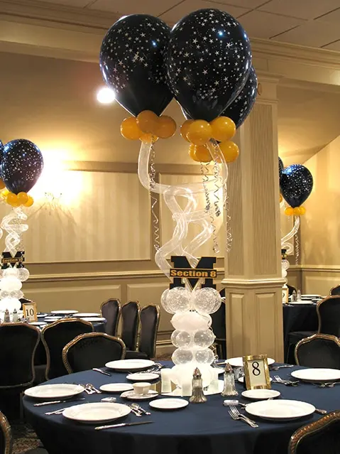 Navy and Yellow Balloon Centerpiece