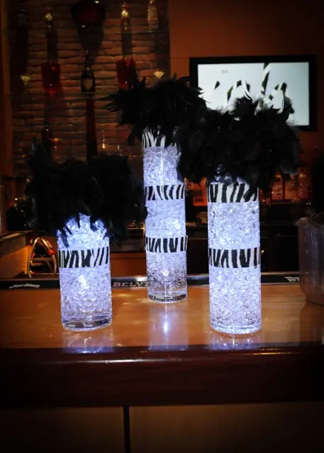 Zebra Print Aqua Gems Centerpiece