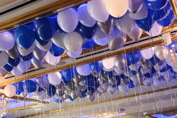 Blue and White Ceiling Balloons
