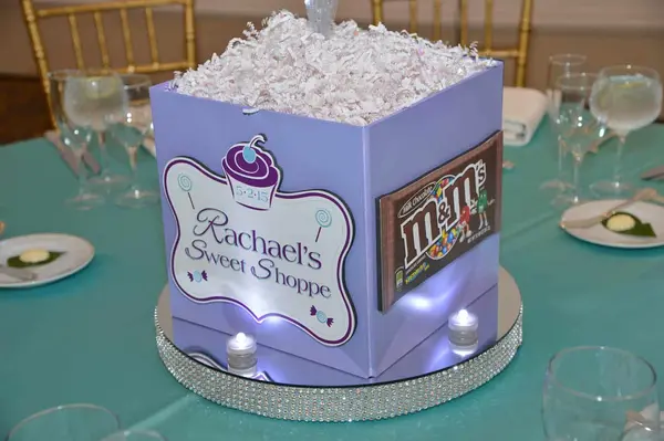 Candy Themed Photo Cube Centerpiece